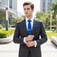 Men's Textured Solid Color Tie Gift Set with Matching Pocket Square Cufflinks and Silver Tie Clip