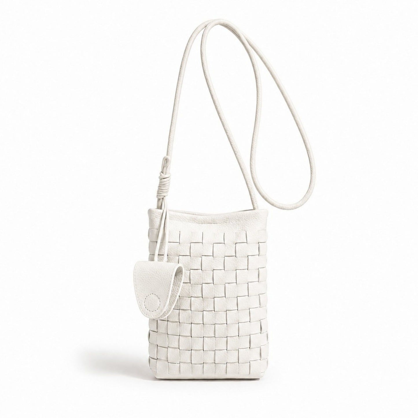 Woven Mini Crossbody Phone Bag with Long Strap and Small Pouch