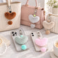 Fluffy Heart Pom-Pom Keychain Cute Faux Fur Bag Charm Set