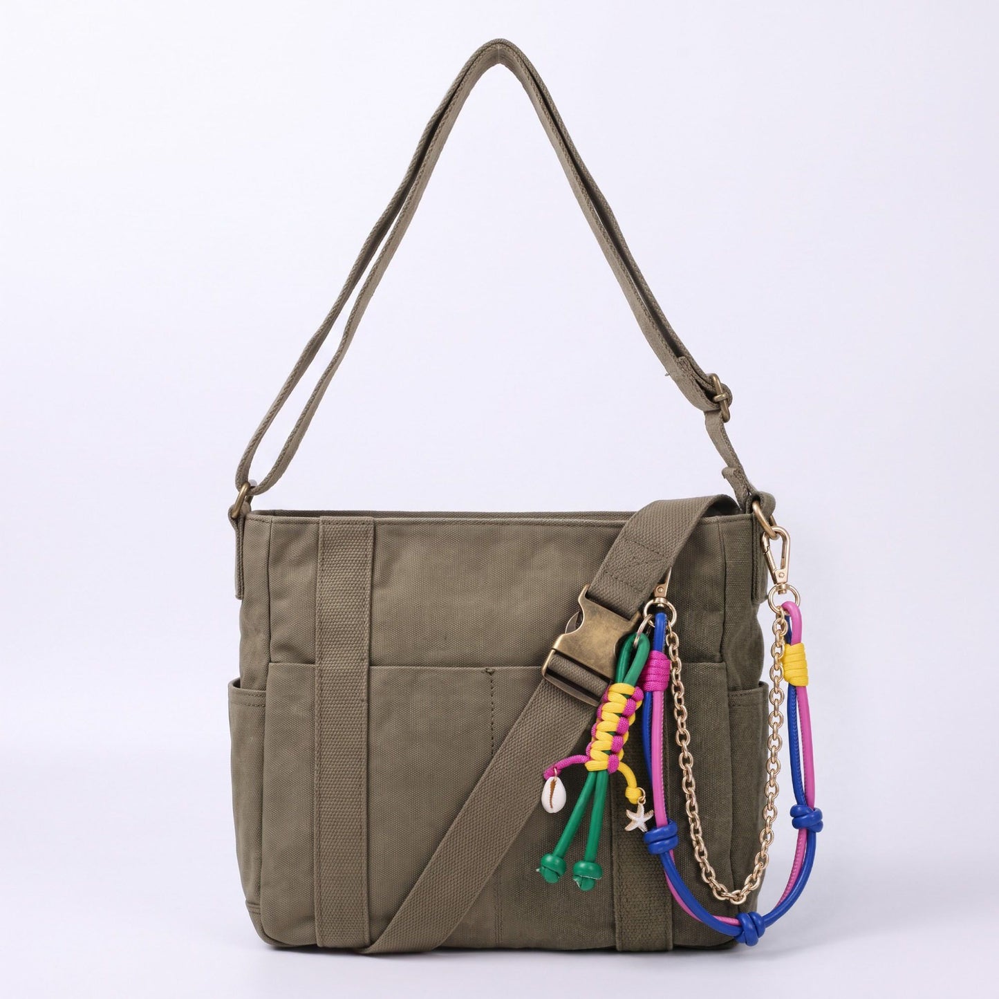 Layered Cord Chain Belt Loop Bag Charm