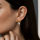 Women's Bow Stud Earrings with Metallic Heart Dangle Charm and Polished Modern Cute Design