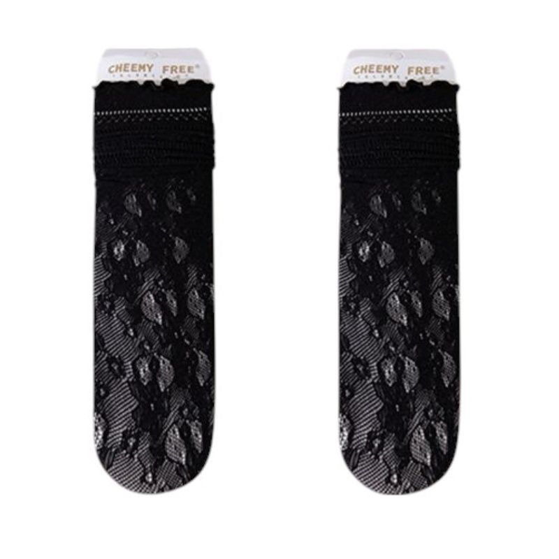 Lace Liner Socks with Elastic Cuff and Floral Mesh Detail Soft Stretch 2-Pack