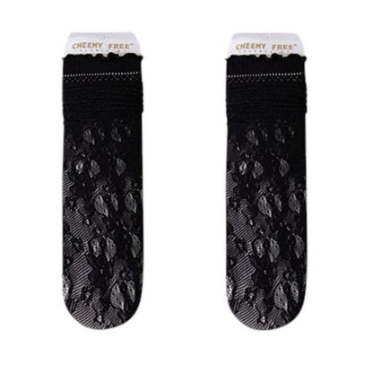 Lace Liner Socks with Elastic Cuff and Floral Mesh Detail Soft Stretch 2-Pack
