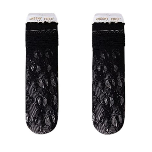 Lace Liner Socks with Elastic Cuff and Floral Mesh Detail Soft Stretch 2-Pack