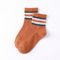 6 Pair Striped Crew Socks with Ribbed Cuffs