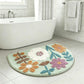 Mixed?Flower Semicircular Bathroom Floor Mat Soft Water?Absorbent Rug with Anti?Slip Base