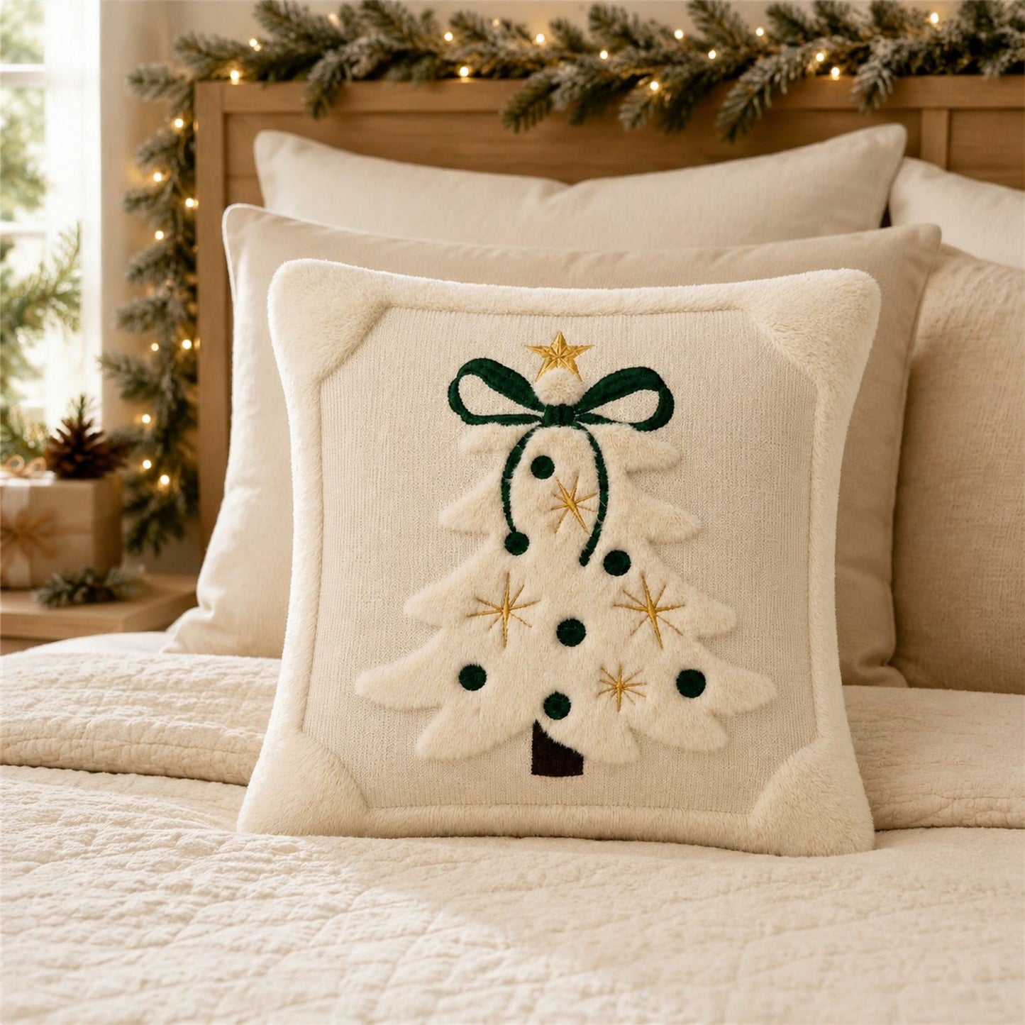 2pc Christmas Tree Plush Pillow Covers 17.7 x 17.7 in