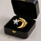 Moon and Star Adjustable Mixed Metal Statement Ring