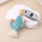 Cactus Macrame Keychain with Tassel Bag Charm
