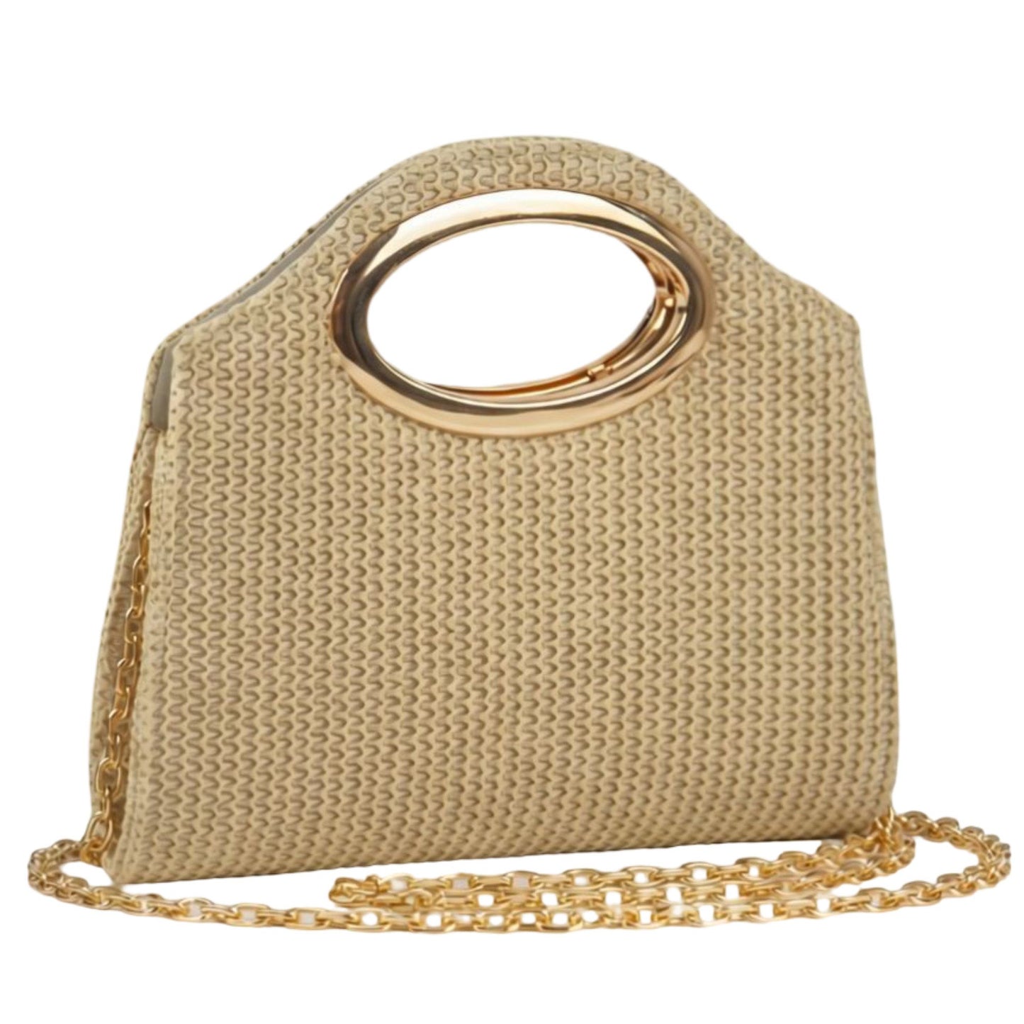 Handbag with Magnetic Closure Polyester Material Stylish Chain Accent