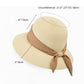 Women's Woven Floppy Sun Hat with Wide Ribbon Knot Detail and Curved Brim