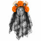 Halloween Floral Skull Headband with Spiderweb Lace Veil