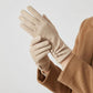 Faux Suede Winter Gloves with Pleated Wrist and Button Detail 9.4 x 3.3in