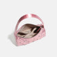 Studded Satin Shoulder Bag with Zip Closure and Interior Pocket