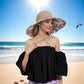 Wide Brim Sun Hat with Ponytail Hole Neck Tie Closure and Patterned Lining for UV Protection and Outdoor Style