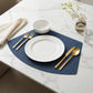 6 Piece Fan Shaped Faux Linen Placemat Set Waterproof Heat Resistant Table Mats for Dining Table