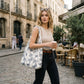 Butterfly Print Hobo Tote Bag with Lace Texture and Shoulder Handle