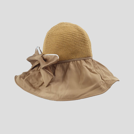 Women's Foldable Packable Sun Hats with Bow Bag