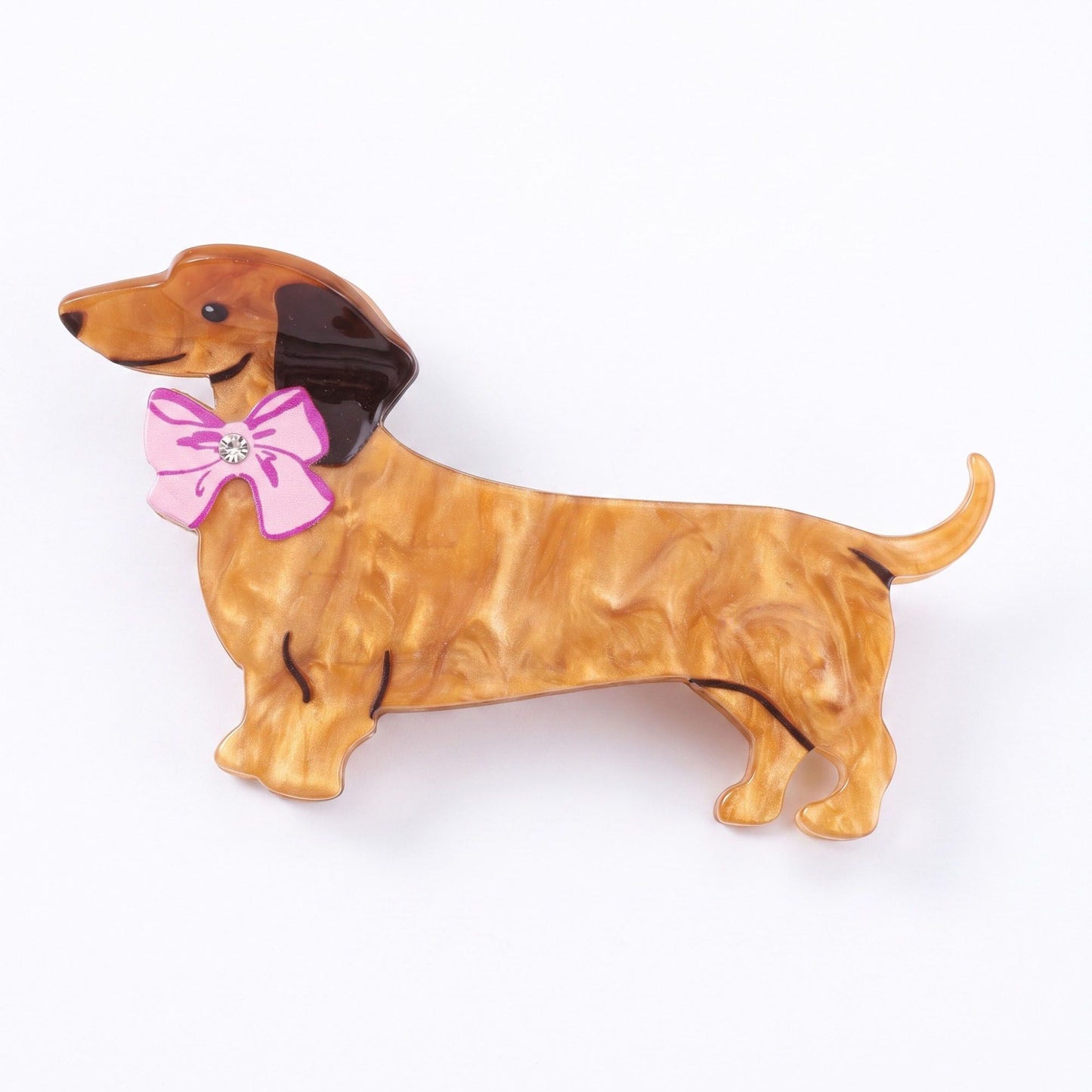 3pc Dachshund Dog Hair Claw Clip Set Striped Rhinestone Puppy Hair Accessories