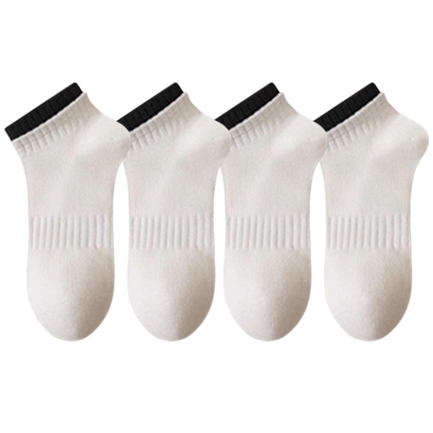 3-Pack Ribbed Ankle Socks with Contrast Color Cuffs Soft Cotton Stretch Design