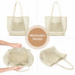 Mesh Tote Bag Large Capacity Lightweight Polyester Shoulder Handbag with Inner Pouch