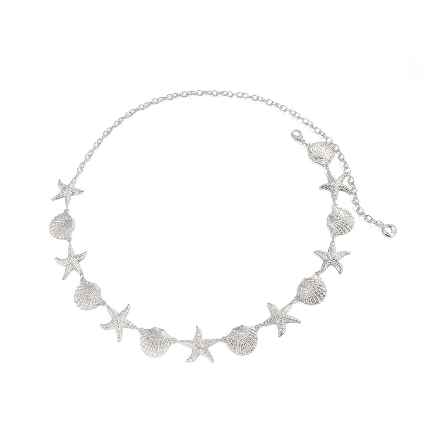 Starfish and Shell Metal Waist Chain Adjustable Beach Body Belt Ocean Style Waist Jewelry
