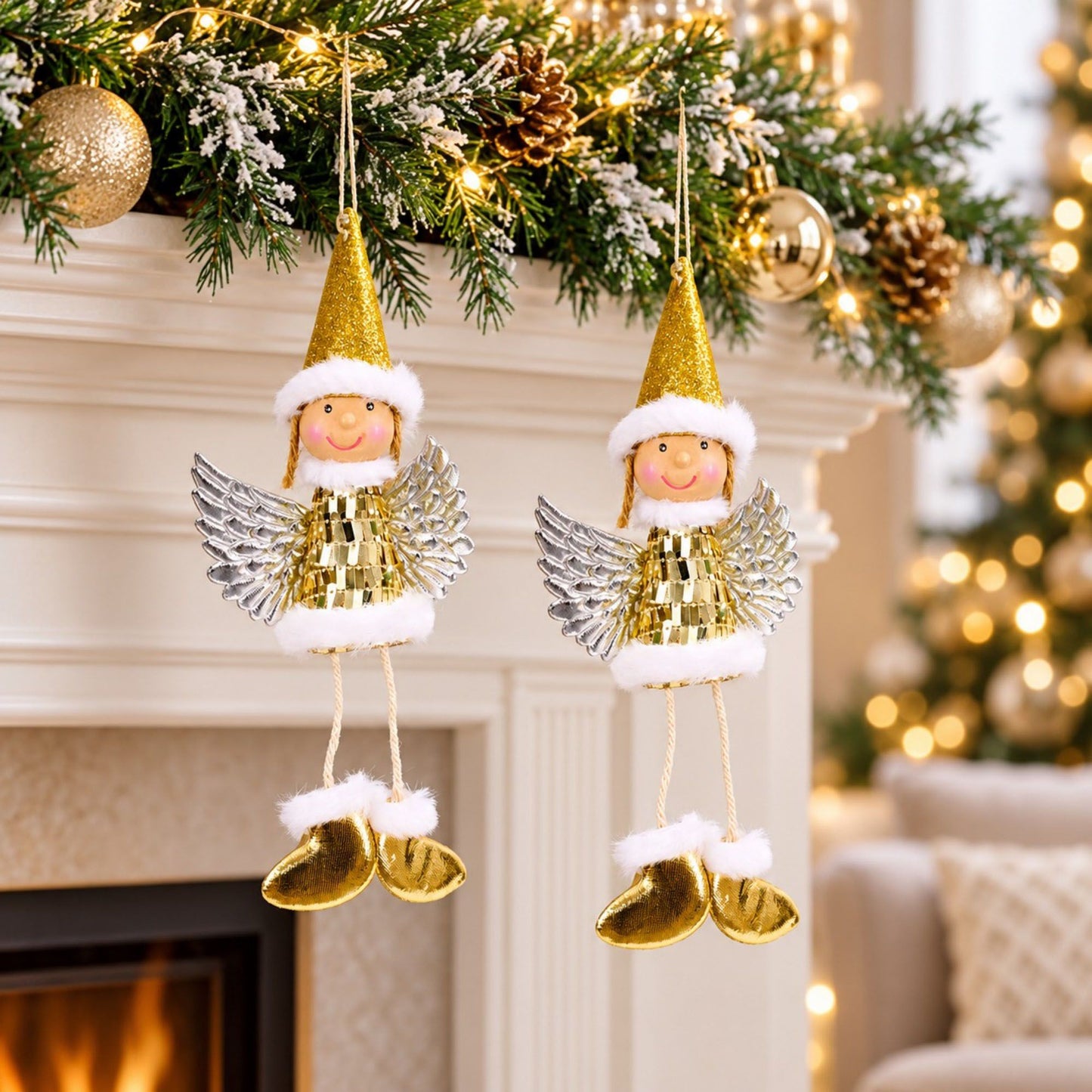 2pk Sequin Angel Christmas Tree Ornaments