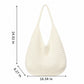 Knit Hobo Shoulder Bag with Slouchy Shape Textured Crochet Look and Wide Strap for Casual Carry