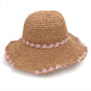 Crochet Bucket Sun Hat with Floral Embroidery and Wavy Brim Design