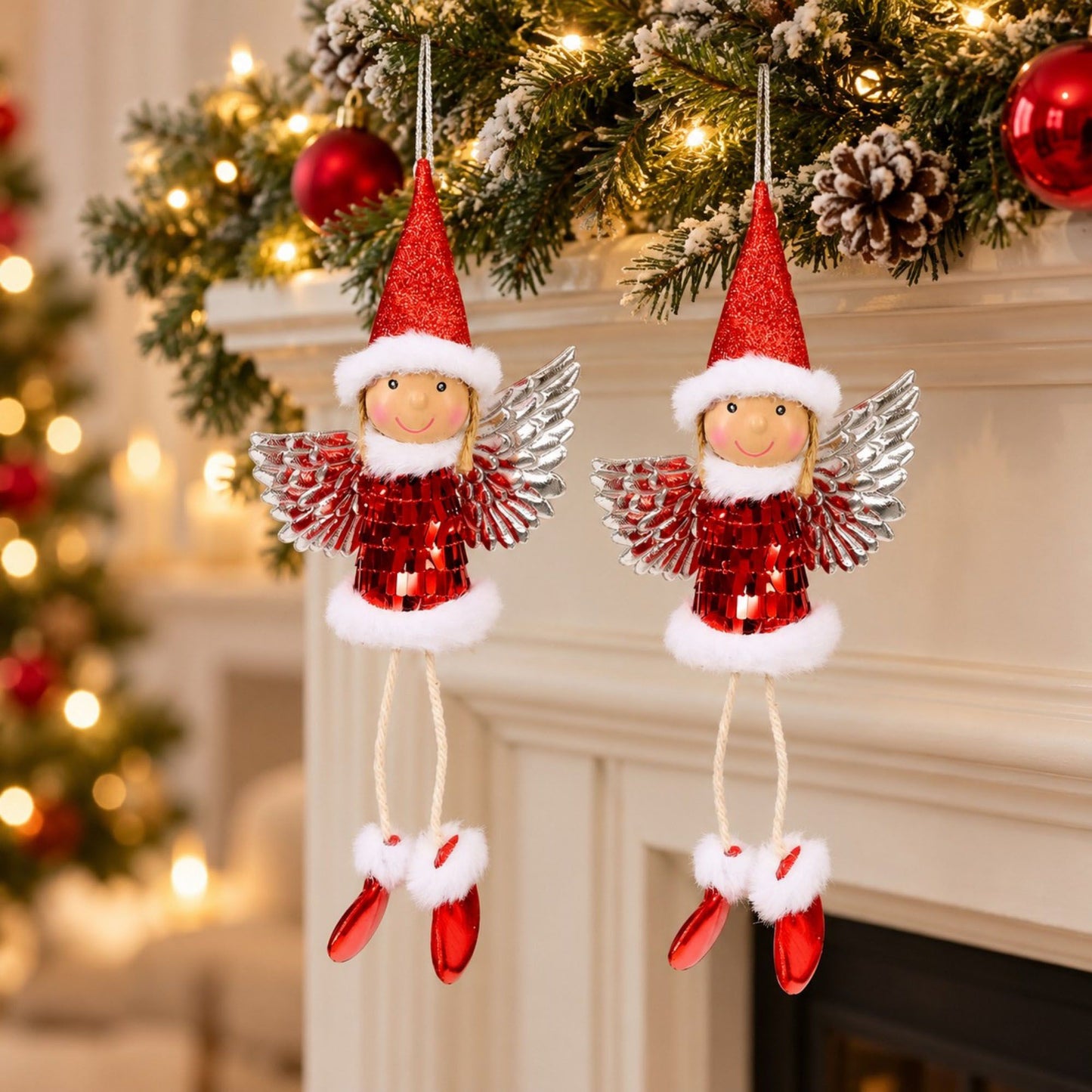 2pk Sequin Angel Christmas Tree Ornaments