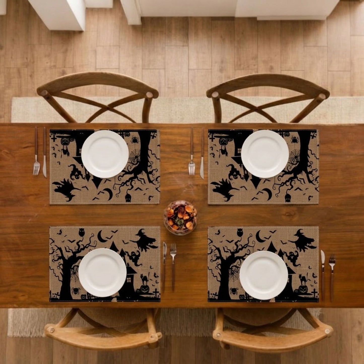 Halloween Ghost Pumpkin Skeleton Placemat Set of 4