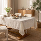 White Textured Ginkgo Leaf Square Tablecloth 33.5x33.5in