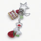 Dessert Charm Keychain with Strawberry Pendant Cake Detail Star Clip Bag Charm Key Ring Accessory