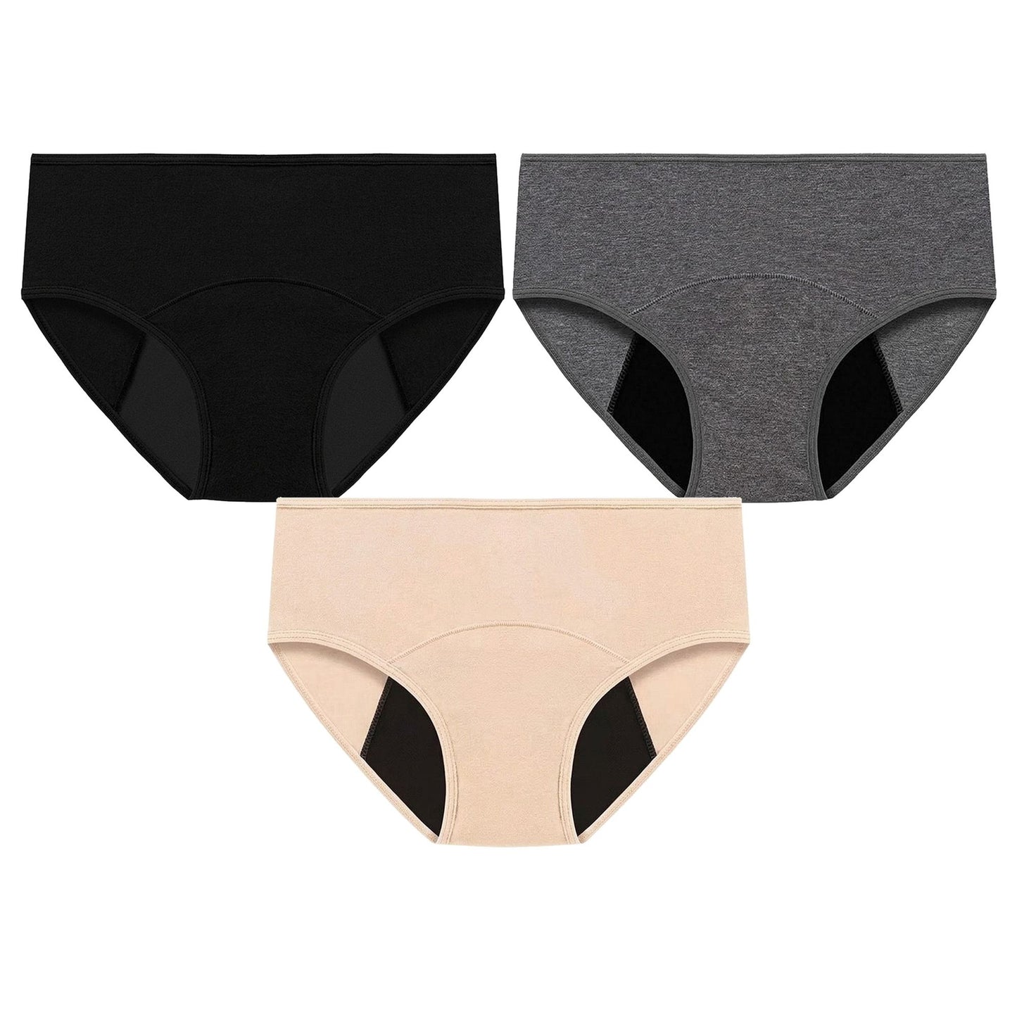 3 Pack Solid Color Brief Underwear with Wide Waistband