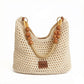 Crochet Hobo Shoulder Bag Wooden Bead Handle Open Weave Knit Handbag Slouchy Summer Carryall Lightweight Tote