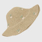 Straw Bucket Hat with Cherry Embellishments
