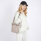 Water Resistant Nylon Crossbody Bucket Bag Adjustable Strap Multi Pocket Everyday Travel Bag