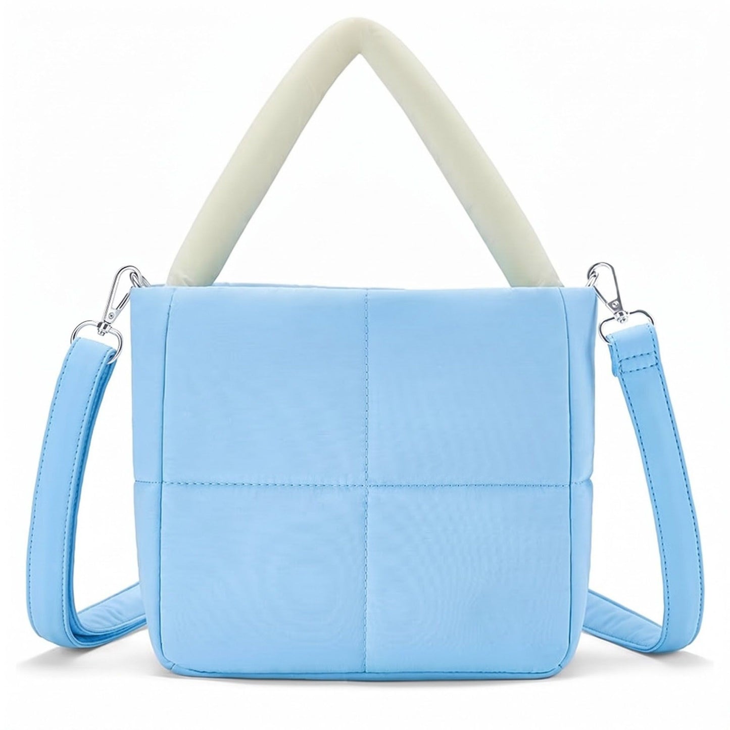 Padded Tote Bag with Top Handles and Detachable Adjustable Crossbody Strap 8.5x8x3.5in