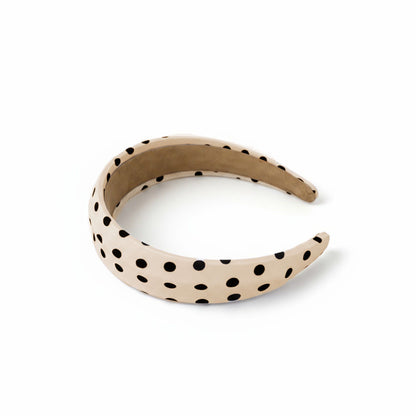 Polka Dot Padded Headband with Smooth Fabric Finish and Retro Style