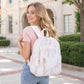 Quilted Backpack with Embroidered Pattern and Multiple Pockets