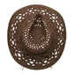 Open Weave Western Sun Hat with Wide Brim and Boho Floral Pattern
