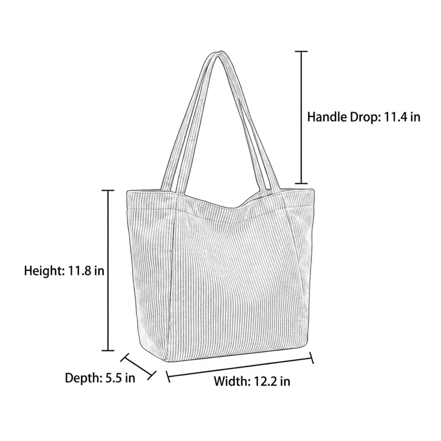 Corduroy Tote Bag Large Capacity Slouchy Shoulder Bag for Work School