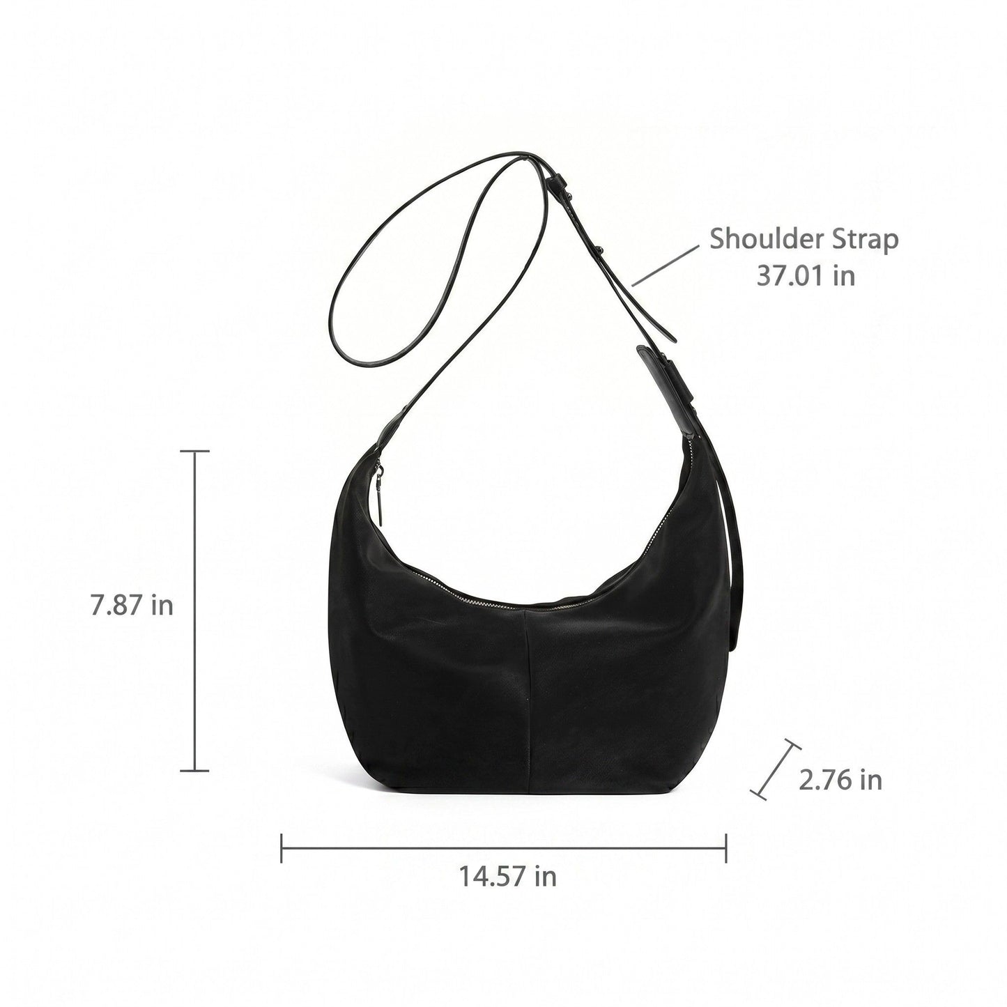 Soft Faux Leather Crescent Shoulder Bag Adjustable Strap Slouchy Everyday Crossbody Purse