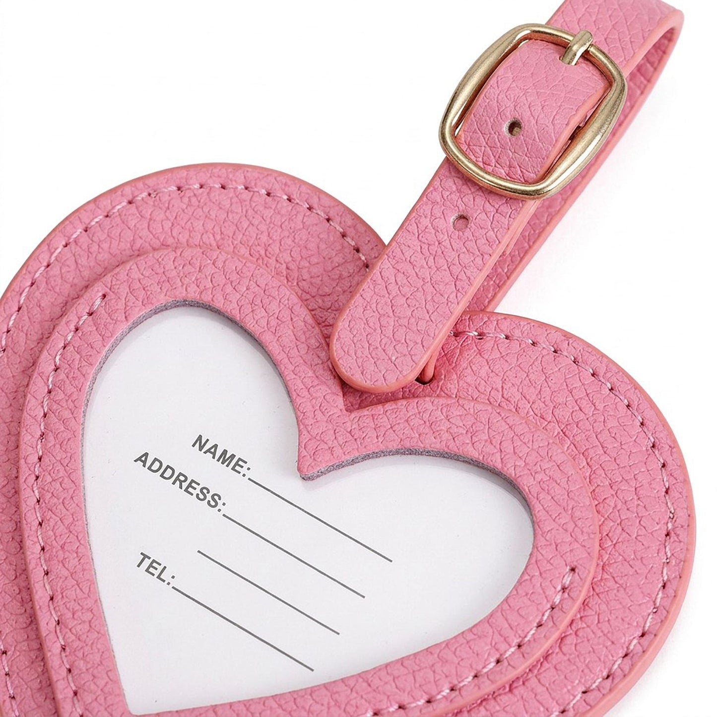 2 Pack Heart Shaped Luggage Tags with Buckle Straps