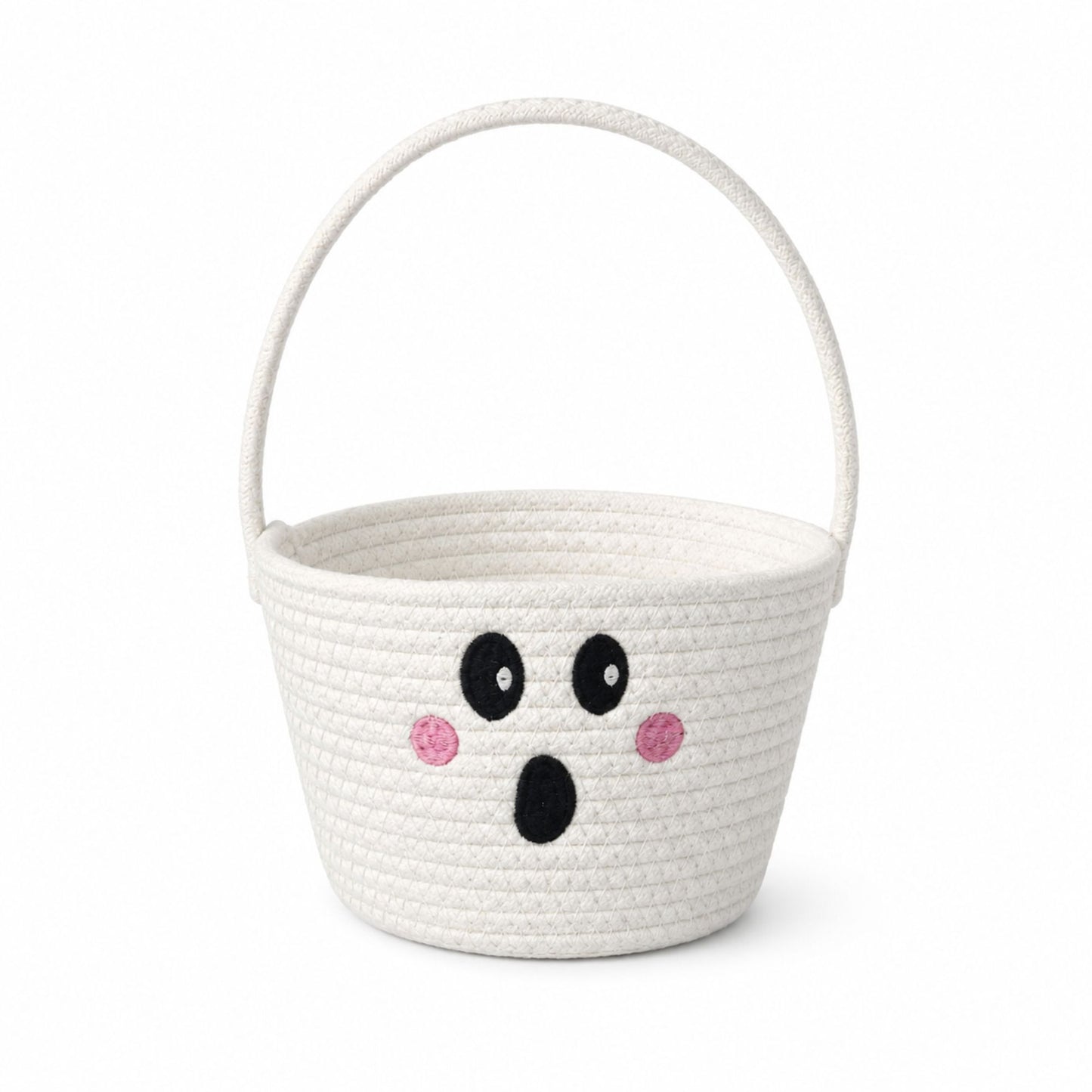Halloween Trick or Treat Woven Rope Candy Basket Pumpkin Ghost with Handle