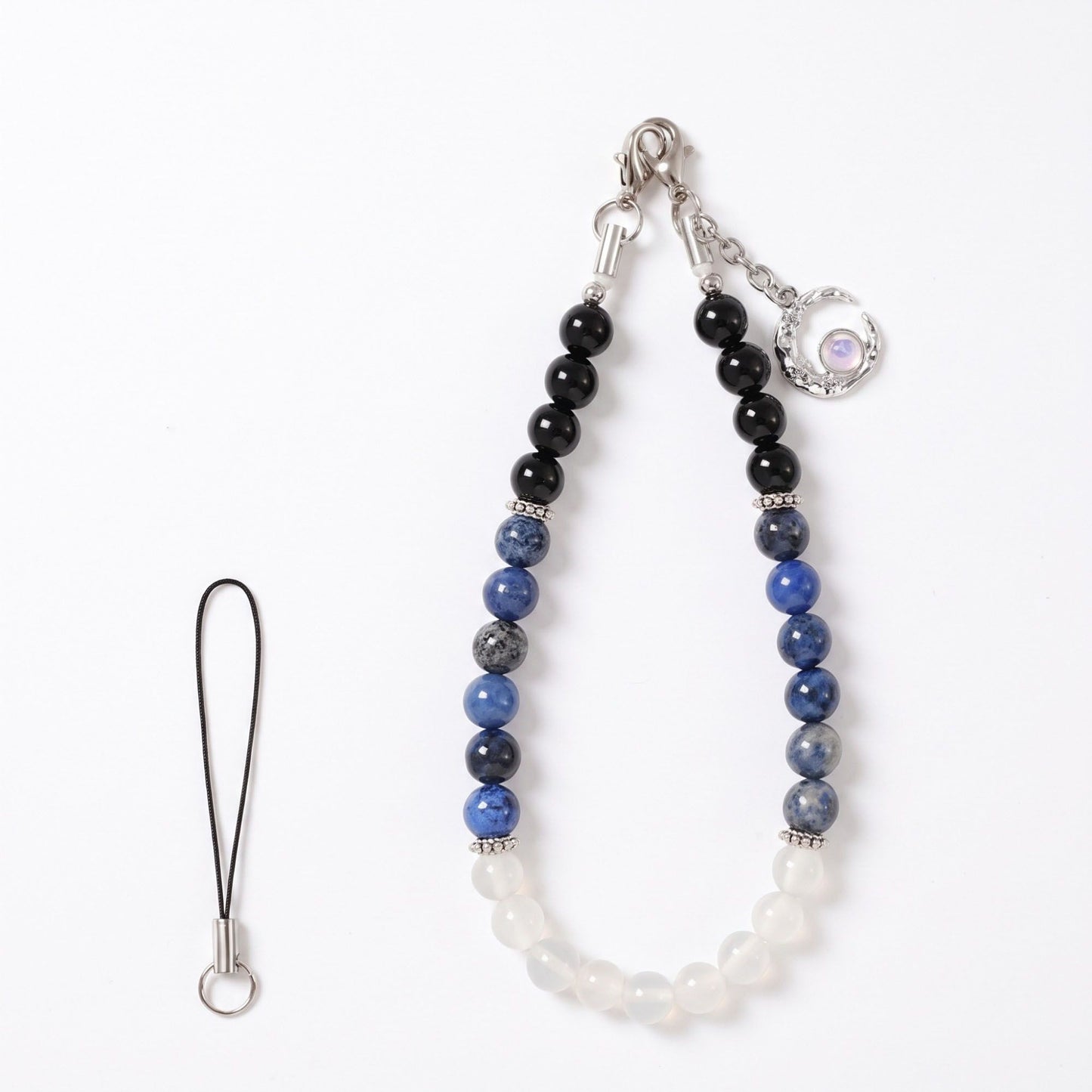 Beaded Phone Wrist Strap with Crescent Moon Charm