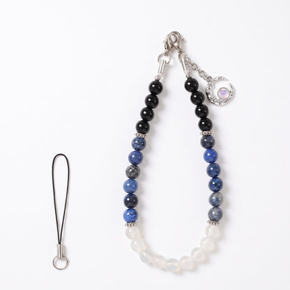 Beaded Phone Wrist Strap with Crescent Moon Charm