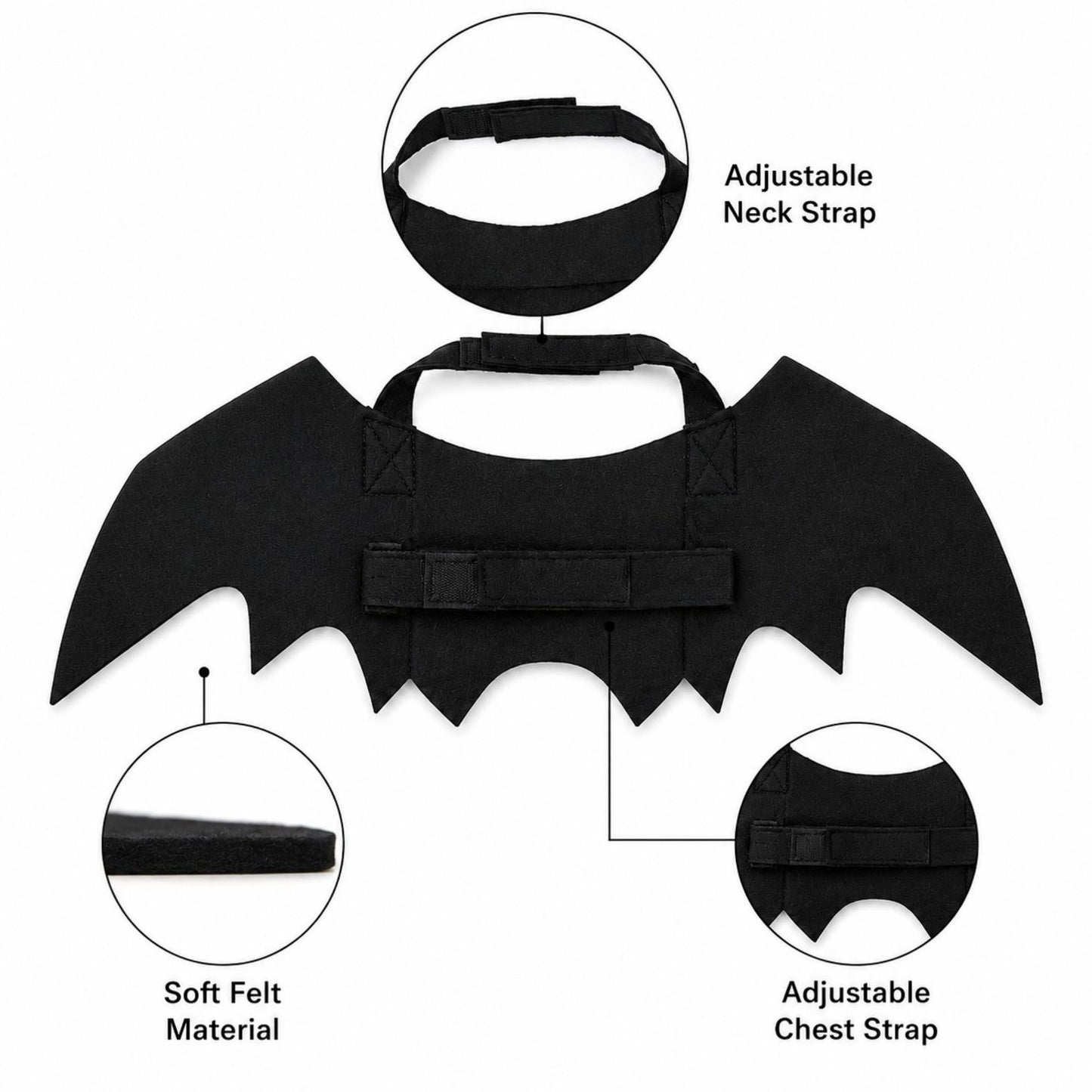 Pet Bat Wings Costume with Adjustable Straps for Cats and Dogs