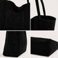 Large Faux Suede Tote Bag with Front Pocket and Double Shoulder Handles