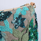 Floral Embroidered Sequin Shoulder Bag with Chain Strap Curved Silhouette